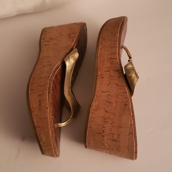 Sam Edelman Gold Strap Cork Sandals Size 6.5 - Picture 4 of 7